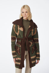 MUNICH WOMEN'S CARDIGAN - Dark olive green/sand | Vestrum