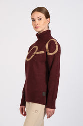 LINYI WOMEN'S TURTLE-NECK SWEATER - Burgundy/camel | Vestrum