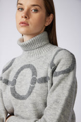 LINYI WOMEN'S TURTLE-NECK SWEATER - Burgundy/camel | Vestrum