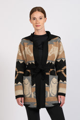 KIEL WOMEN'S CARDIGAN - Black/camel | Vestrum