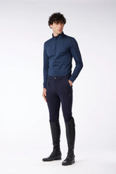 PANTALONI DA EQUITAZIONE DA UOMO STELVIO CON RINFORZO AL GINOCCHIO - TESSUTO TK - Blu navy | Vestrum