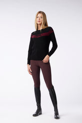 LINZ WOMEN'S CREWNECK SWEATER - Black/ruby wine | Vestrum
