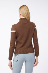 MAGLIONE A COLLO ALTO DA DONNA CARTAGENA - Marrone scuro/beige chiaro | Vestrum