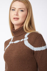 MAGLIONE A COLLO ALTO DA DONNA CARTAGENA - Marrone scuro/beige chiaro | Vestrum
