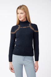 MAGLIONE A COLLO ALTO DA DONNA CARTAGENA - Marrone scuro/beige chiaro | Vestrum