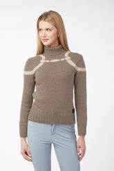 MAGLIONE A COLLO ALTO DA DONNA CARTAGENA - Marrone scuro/beige chiaro | Vestrum