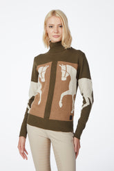 IXELLES WOMEN HIGH NECK SWEATER - Black/corten | Vestrum