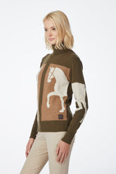 IXELLES WOMEN HIGH NECK SWEATER - Black/corten | Vestrum