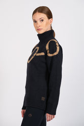 LINYI WOMEN'S TURTLE-NECK SWEATER - Burgundy/camel | Vestrum