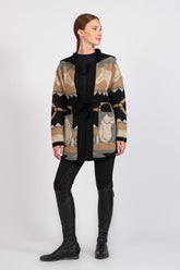 KIEL WOMEN'S CARDIGAN - Black/camel | Vestrum