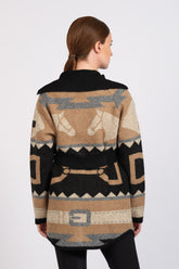 KIEL WOMEN'S CARDIGAN - Black/camel | Vestrum