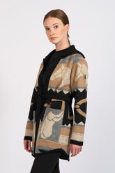 KIEL WOMEN'S CARDIGAN - Black/camel | Vestrum