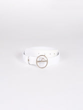 POZZALLO LEATHER BELT WITH ELASTIC INSERT - White/nichel | Vestrum