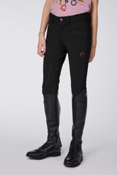 PANTALONI DA EQUITAZIONE PER BAMBINE SYRACUSE CON RINFORZO AL GINOCCHIO - TK FABRIC - Nero | Vestrum