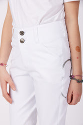 PANTALONI DA EQUITAZIONE MOLVENO DA BAMBINA CON ANTISCIVOLO AL GINOCCHIO - TESSUTO TK - Bianco ottico | Vestrum